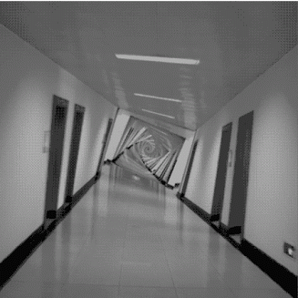 Great Gif: Forever Corridor Illusion - If you want the illusion to go faster, cover the middle section. If you want the illusion to go slower, cover the sides.
