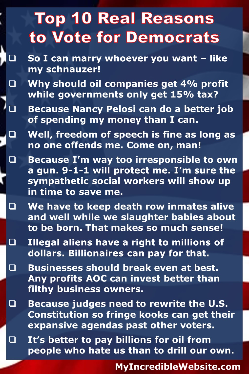 Top 10 Reasons to Vote for Democrats