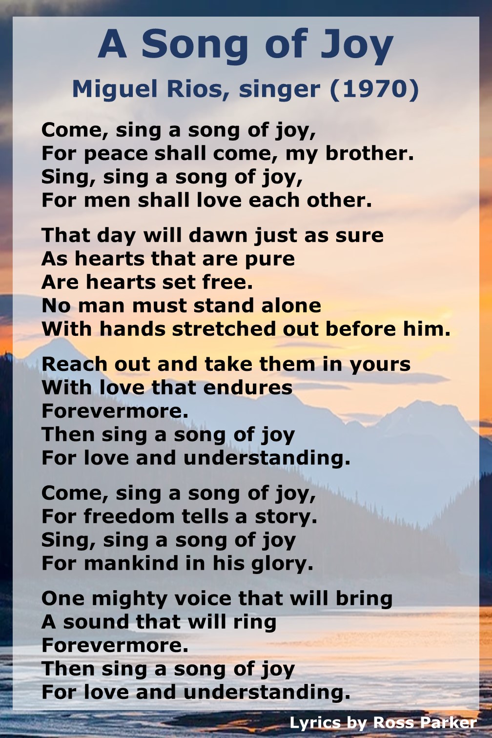 A Song of Joy with Miguel Rios (1970) My Incredible Website