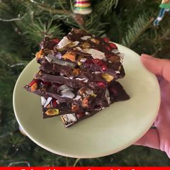 Healthy Holiday Dark Chocolate, Coconut, and Pomegranate Crunch